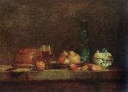 Jean Baptiste Simeon Chardin still life with bottle of olives oil on canvas